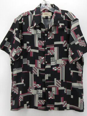 VINTAGE Anderson Little Shirt Large 70s Disco Mod Leisure Hippie Woven